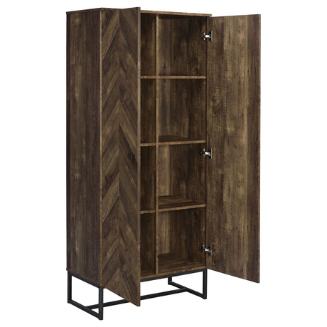 Tall Accent Cabinet - Carolyn 2-door Accent Cabinet Rustic Oak and Gunmetal