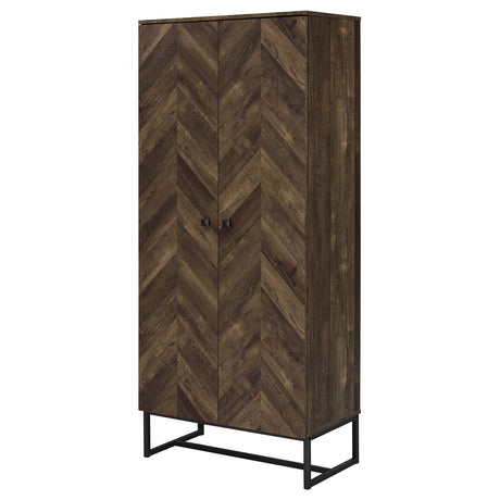 Tall Accent Cabinet - Carolyn 2-door Accent Cabinet Rustic Oak and Gunmetal