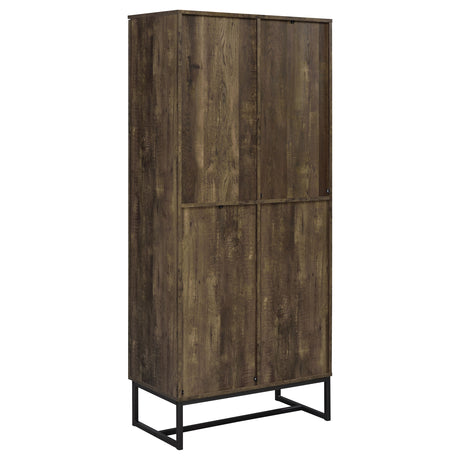 Tall Accent Cabinet - Carolyn 2-door Accent Cabinet Rustic Oak and Gunmetal