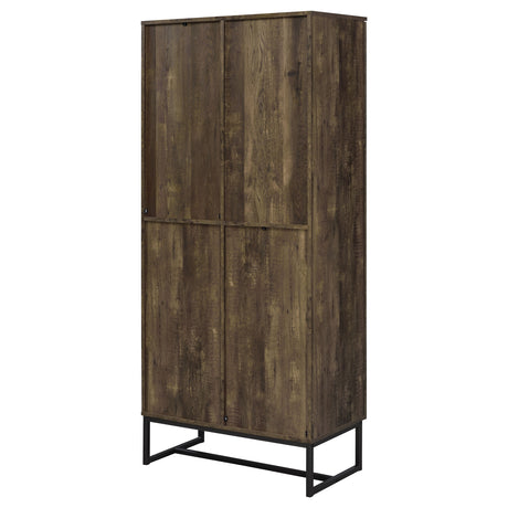 Tall Accent Cabinet - Carolyn 2-door Accent Cabinet Rustic Oak and Gunmetal