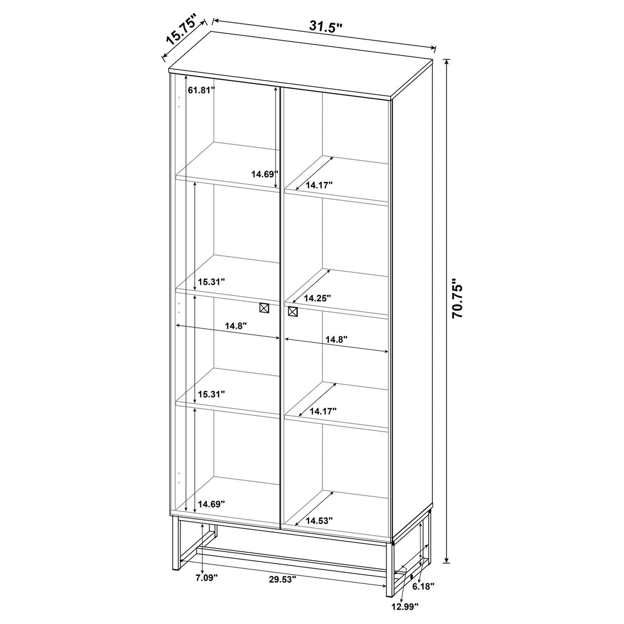 Carolyn 2 - door Accent Cabinet Rustic Oak and Gunmetal | Coaster - 959640 - Home Elegance USA - 12