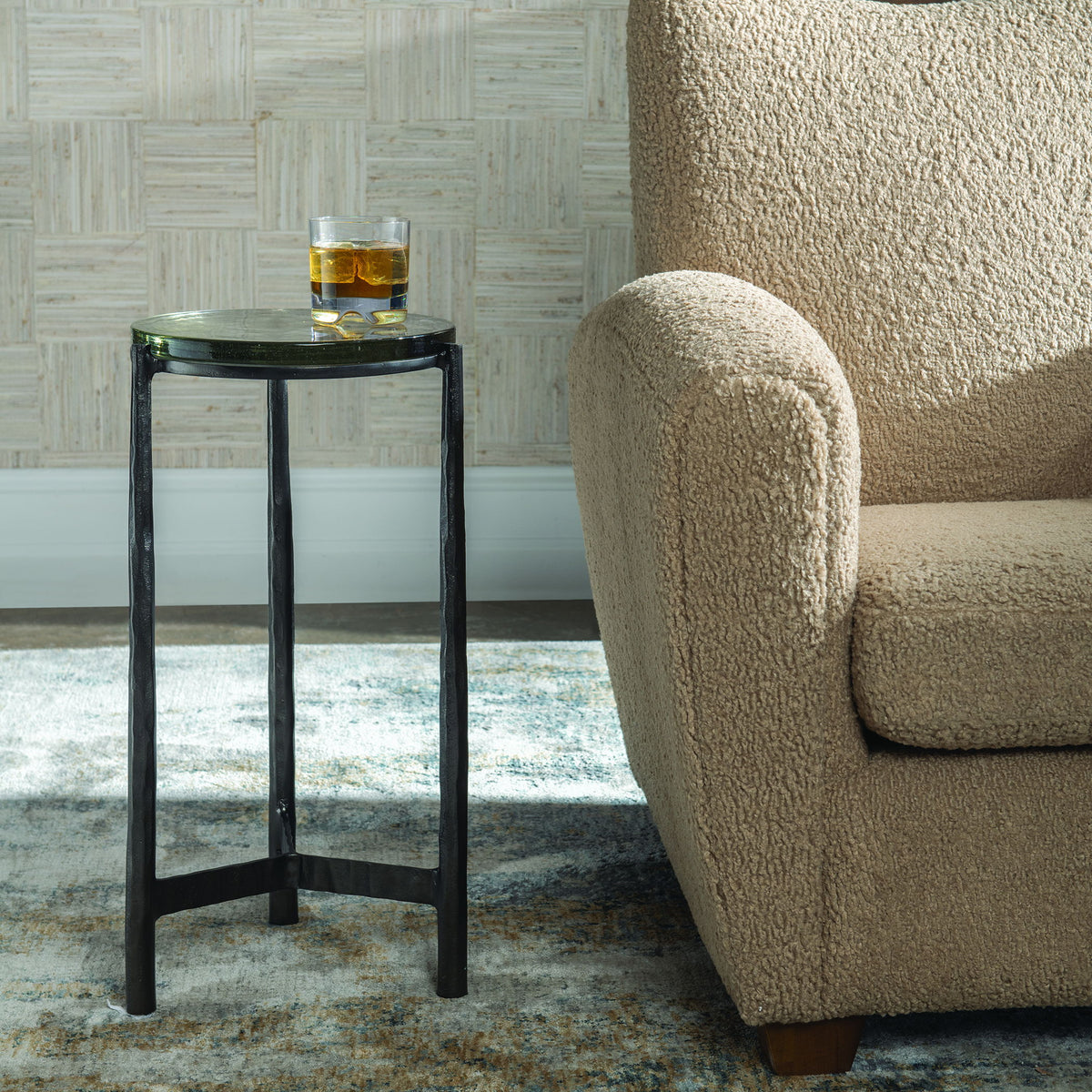 Eternity Iron & Glass Accent Table - Black by Uttermost - View 2