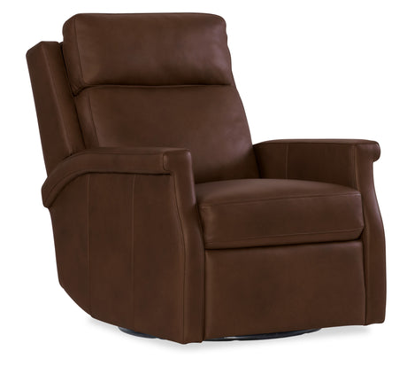 Kaufman ZG Swivel Power Recliner With Pop-Up Headrest - Dark Brown by Hooker Furniture - View 2