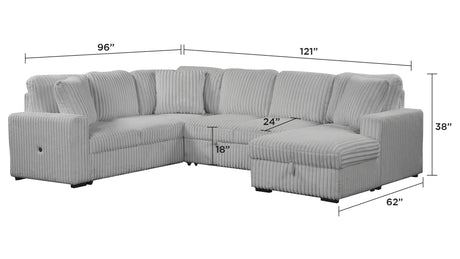 Grande Modern Style Sectional Sofa with USB-C, Sleeper Function & Storage Made with wood in Gray(CA INVENTORY) - sold by Home Elegance USA
