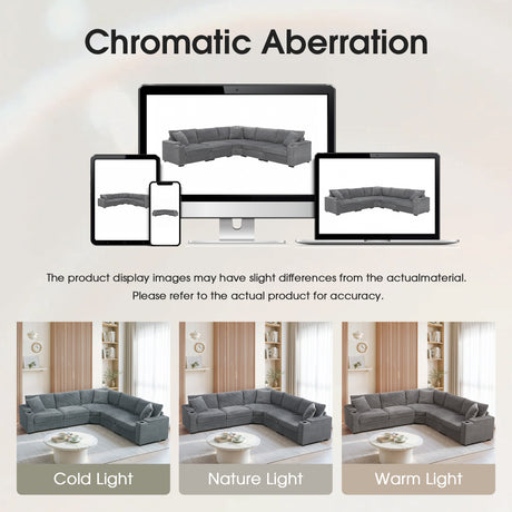 106' Convertible L Shaped Sectional Sofa,Corduroy Corner Couch with Armrest Storage,Cup Holders,USB Charger,Irregular Corner,Oversized Comfy Modular Sofa for Living Room,Apartment,2 Colors - sold by Home Elegance USA