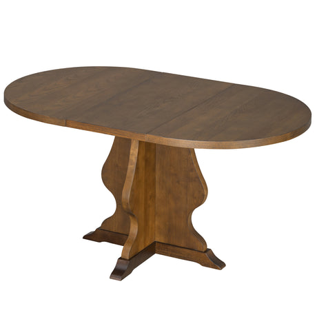 TREXM Farmhouse 5-Piece Dining Table Set with 4 Upholstered Chairs, Wood Extendable Dining Table with 15.7' Leaf for Extra Seating for Dining Room, Kitchen and Living Room (Brown) - sold by Home Elegance USA