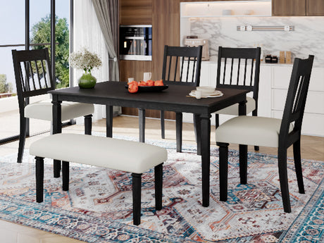6-Piece Retro Dining Room Set, Classic Kitchen Furniture Set, Wooden Rectangular Table and 4 Chairs with Bench for kitchen & Dining Room (Easy Assembly, Space Saving)(DOVETAIL GREY) - sold by Home Elegance USA