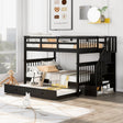 Stairway Full-Over-Full Bunk Bed with Twin size Trundle, Storage and Guard Rail for Bedroom, Dorm - Espresso(OLD SKU :LT000210AAP)