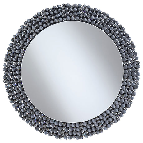 Wall Mirror - Claudette Round Wall Mirror with Textural Frame Grey