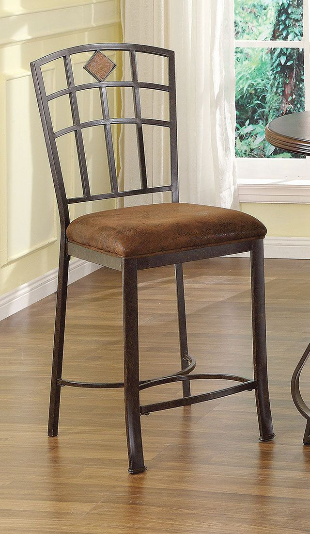 Acme - Tavio Counter Height Chair (Set-2) 96062 Fabric & Black w/Gold Brush Finish
