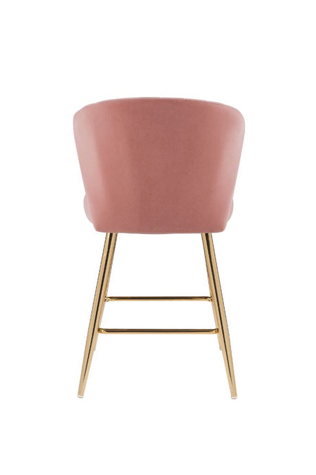 Acme - Rizgek Counter Height Chair 96090 Pink Velvet & Gold Finish