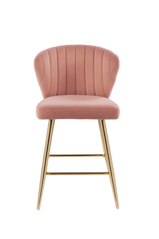 Acme - Rizgek Counter Height Chair 96090 Pink Velvet & Gold Finish
