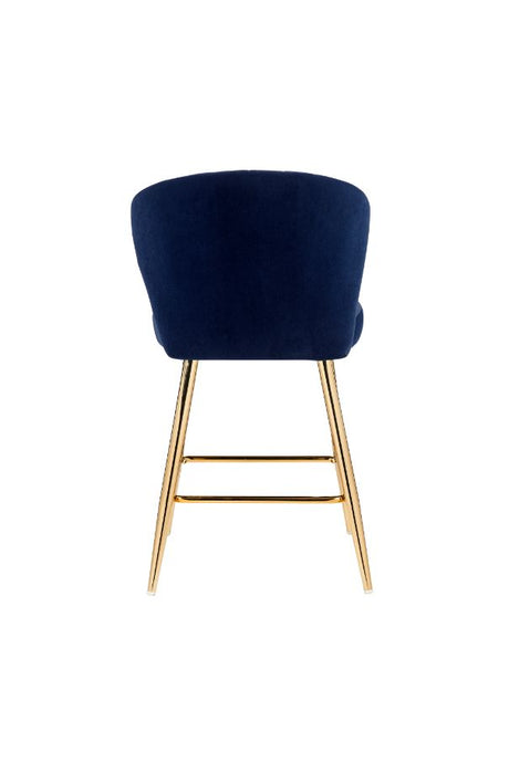 Acme - Rizgek Counter Height Chair 96092 Blue Velvet & Gold Finish