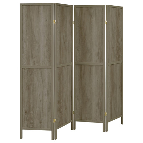 4 Panel Room Divider - Deepika 4-panel Folding Screen Grey Driftwood
