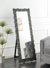 Standing Mirror - Mckay Textural Frame Cheval Floor Mirror Silver and Smoky Grey