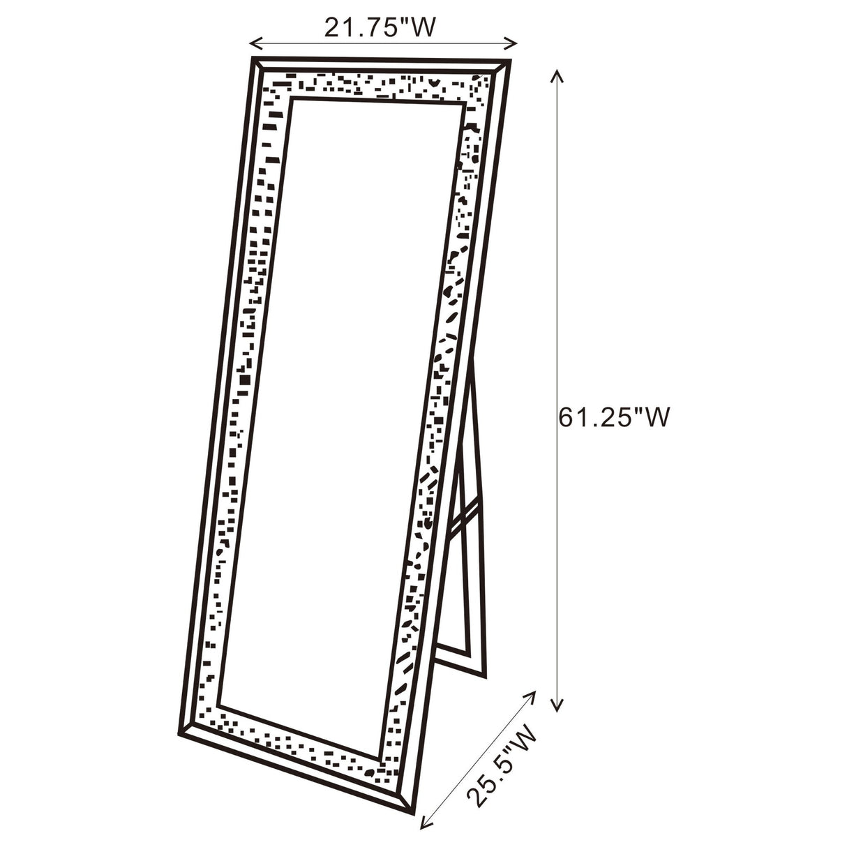 Carisi Rectangular Standing Mirror with LED Lighting Silver | Coaster | Home Elegance USA