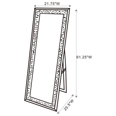 Standing Mirror - Carisi Rectangular Standing Mirror with LED Lighting Silver