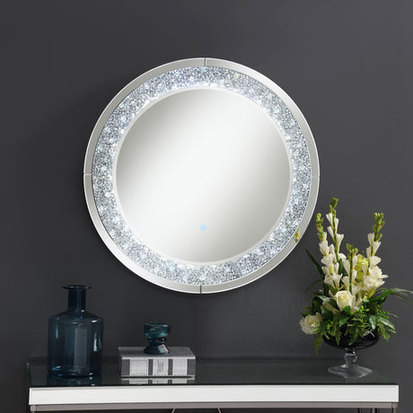 Wall Mirror - Lixue Round Wall Mirror with LED Lighting Silver