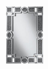 Wall Mirror - Jackie Interlocking Wall Mirror with Iridescent Panels and Beads Silver