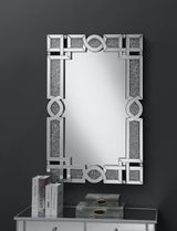 Wall Mirror - Jackie Interlocking Wall Mirror with Iridescent Panels and Beads Silver