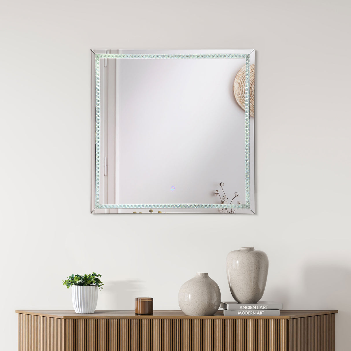 Wall Mirror - Noelle Square Wall Mirror with LED Lights