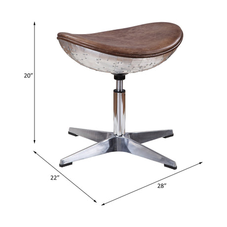 Brancaster Stool 96160 Retro Brown Top Grain Leather & Aluminum | Acme | Home Elegance USA