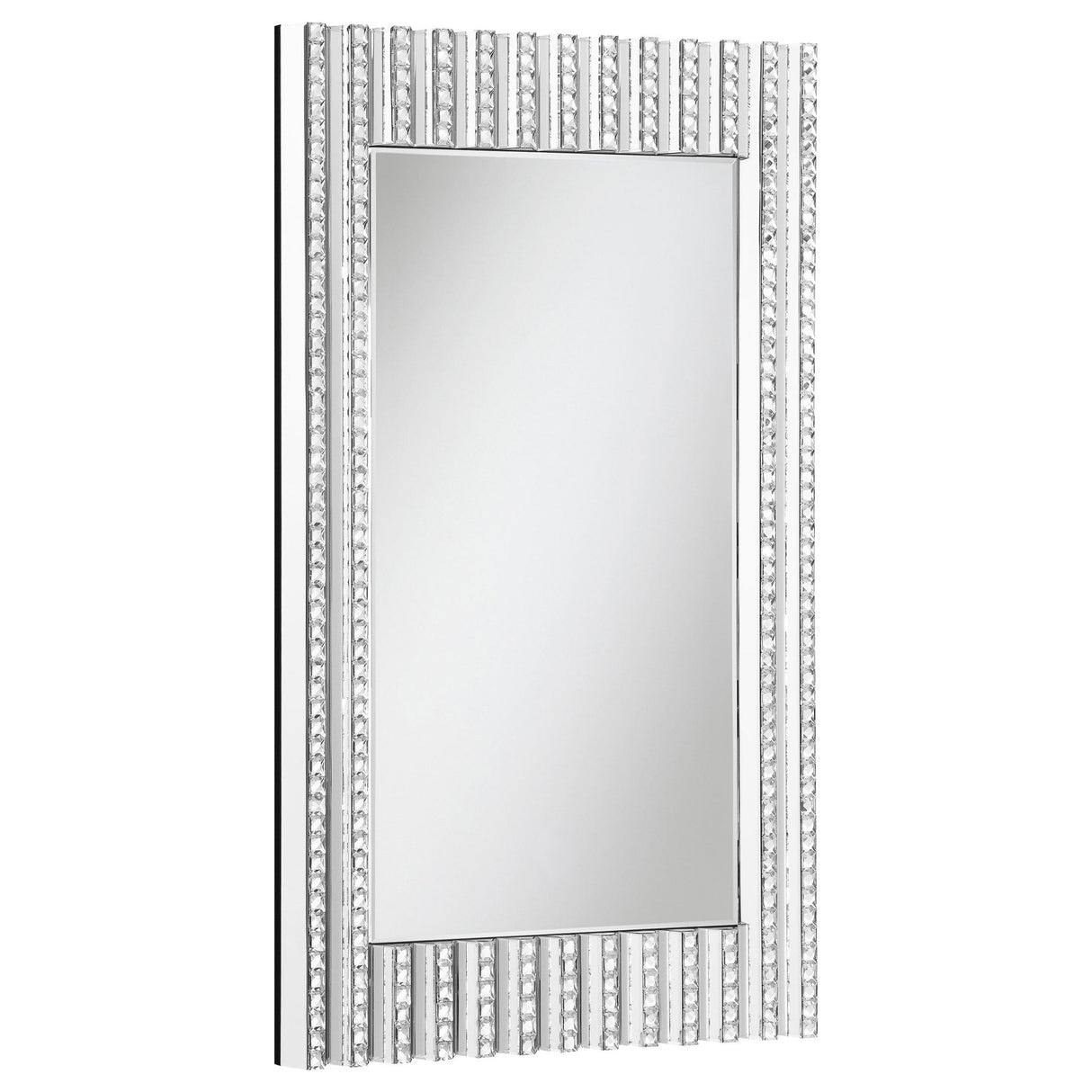 Aideen Rectangular Wall Mirror with Vertical Stripes of Faux Crystals | Coaster | Home Elegance USA