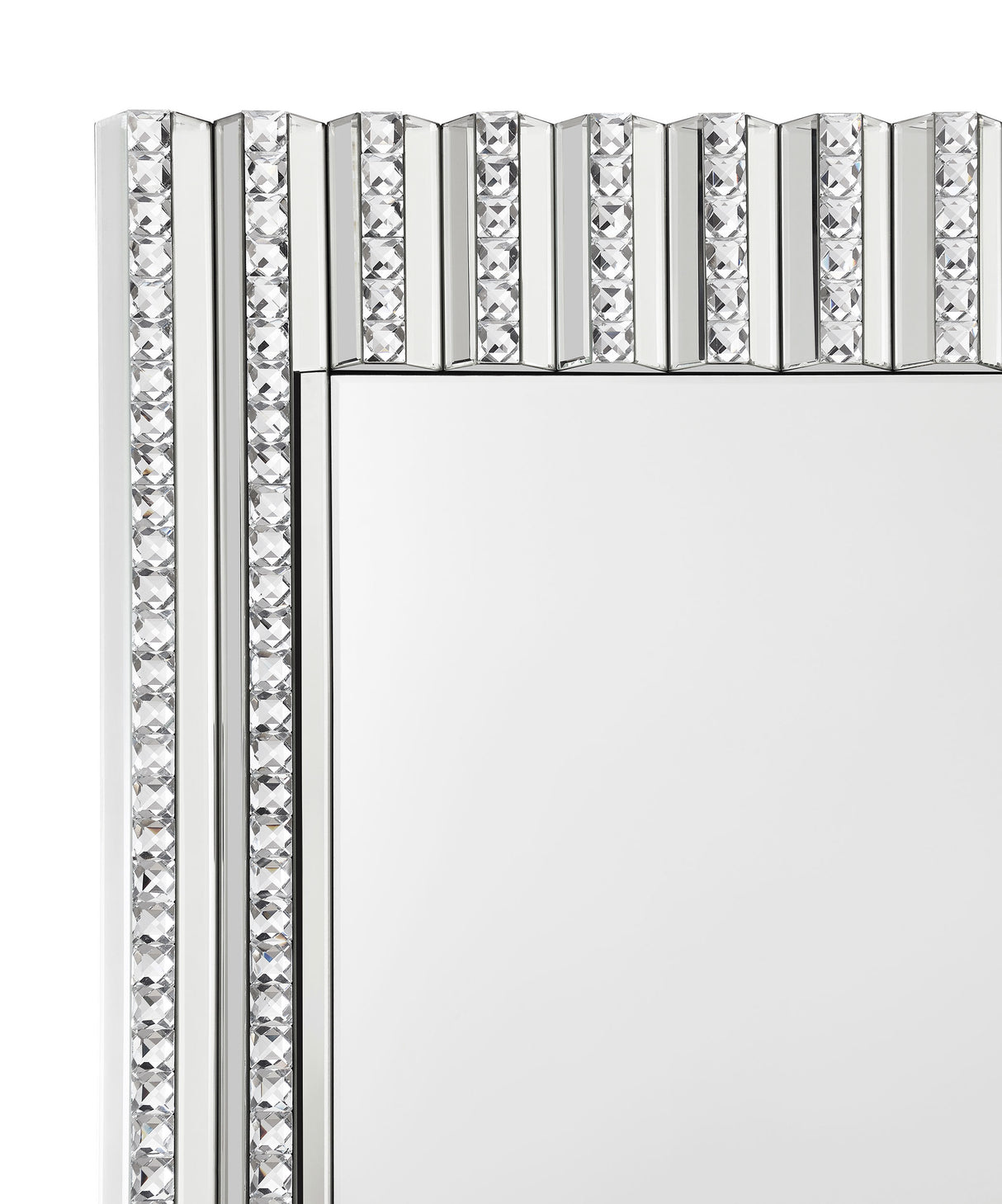 Wall Mirror - Aideen Rectangular Wall Mirror with Vertical Stripes of Faux Crystals