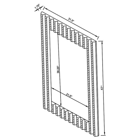 Wall Mirror - Aideen Rectangular Wall Mirror with Vertical Stripes of Faux Crystals