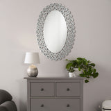 Wall Mirror - Colleen Oval Wall Mirror with Faux Crystal Blossoms