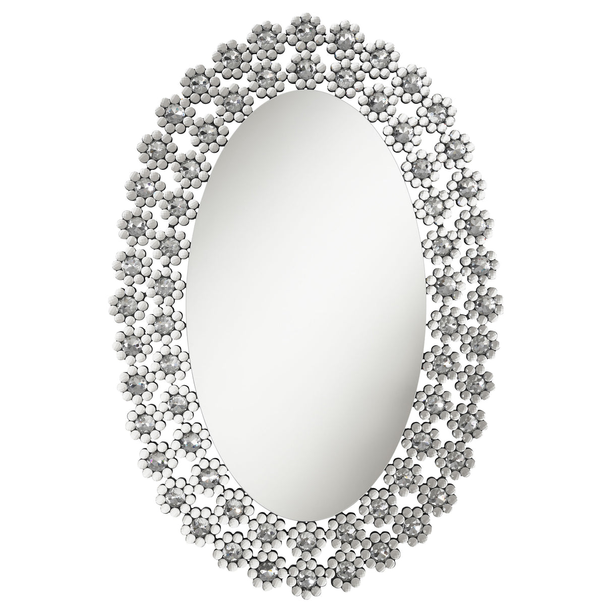 Wall Mirror - Colleen Oval Wall Mirror with Faux Crystal Blossoms