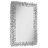 Wall Mirror - Cecily Rectangular Leaves Frame Wall Mirror Faux Crystal