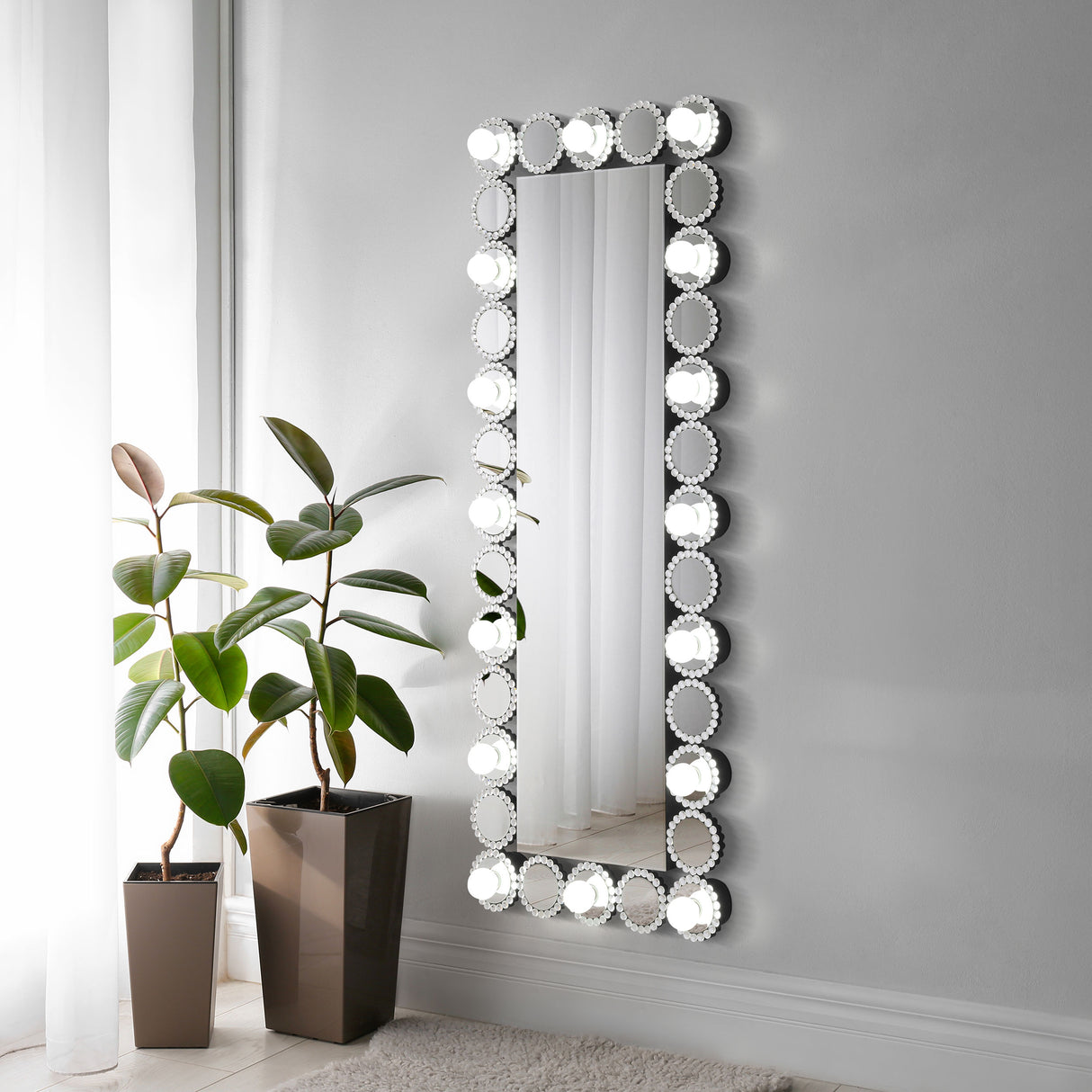 Wall Mirror - Aghes Rectangular Wall Mirror with LED Lighting Mirror