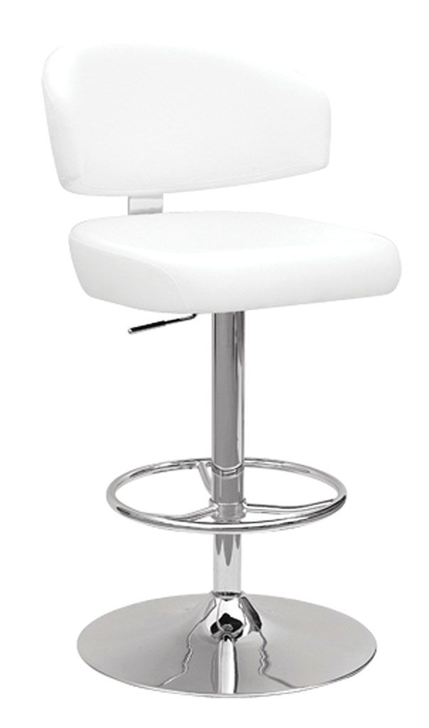 Deka Adjustable Stool W/Swivel 96258 White Synthetic Leather & Chrome Finish | Acme - 96258 - Home Elegance USA - 1