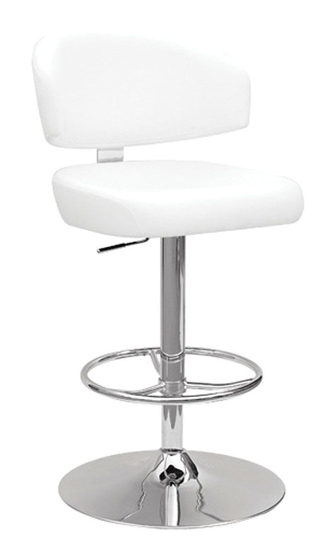 Deka Adjustable Stool W/Swivel 96258 White Synthetic Leather & Chrome Finish | Acme - 96258 - Home Elegance USA - 1