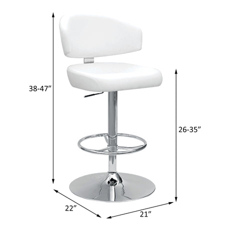 Deka Adjustable Stool W/Swivel 96258 White Synthetic Leather & Chrome Finish | Acme - 96258 - Home Elegance USA - 2