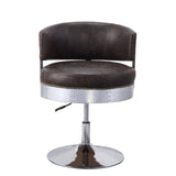 Acme - Brancaster Adjustable Stool W/Swivel 96268 Distress Chocolate Top Grain Leather & Chrome Finish