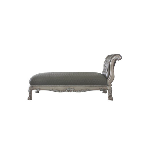 Acme - Dresden Chaise W/Pillow 96275 Namibia Synthetic Leather & Vintage Bone White Finish