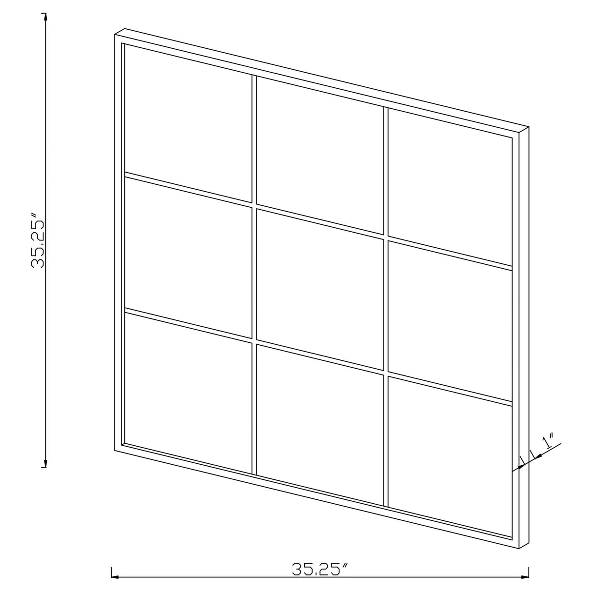 Wall Mirror - Quetzal Square Window Pane Wall Mirror Black