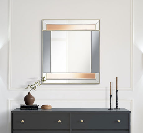 Wall Mirror - Braylin Rectangular Wall Mirror Champagne and Grey