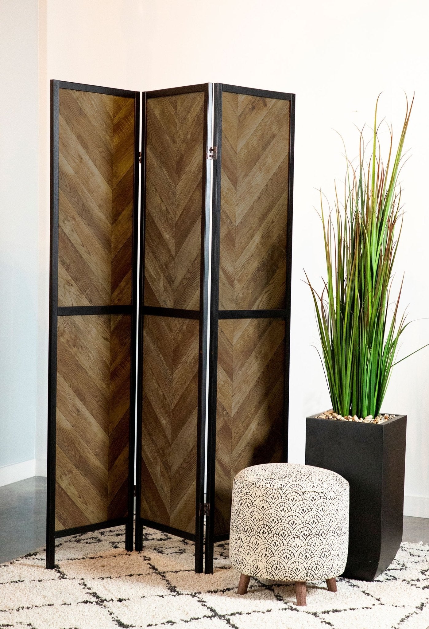 Marlene Herringbone Pattern 3 - panel Screen Rustic Tobacco and Black - 962922 - image - 2