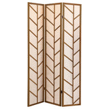 3 Panel Room Divider - Mila Foldable 3-panel Screen Walnut and Linen