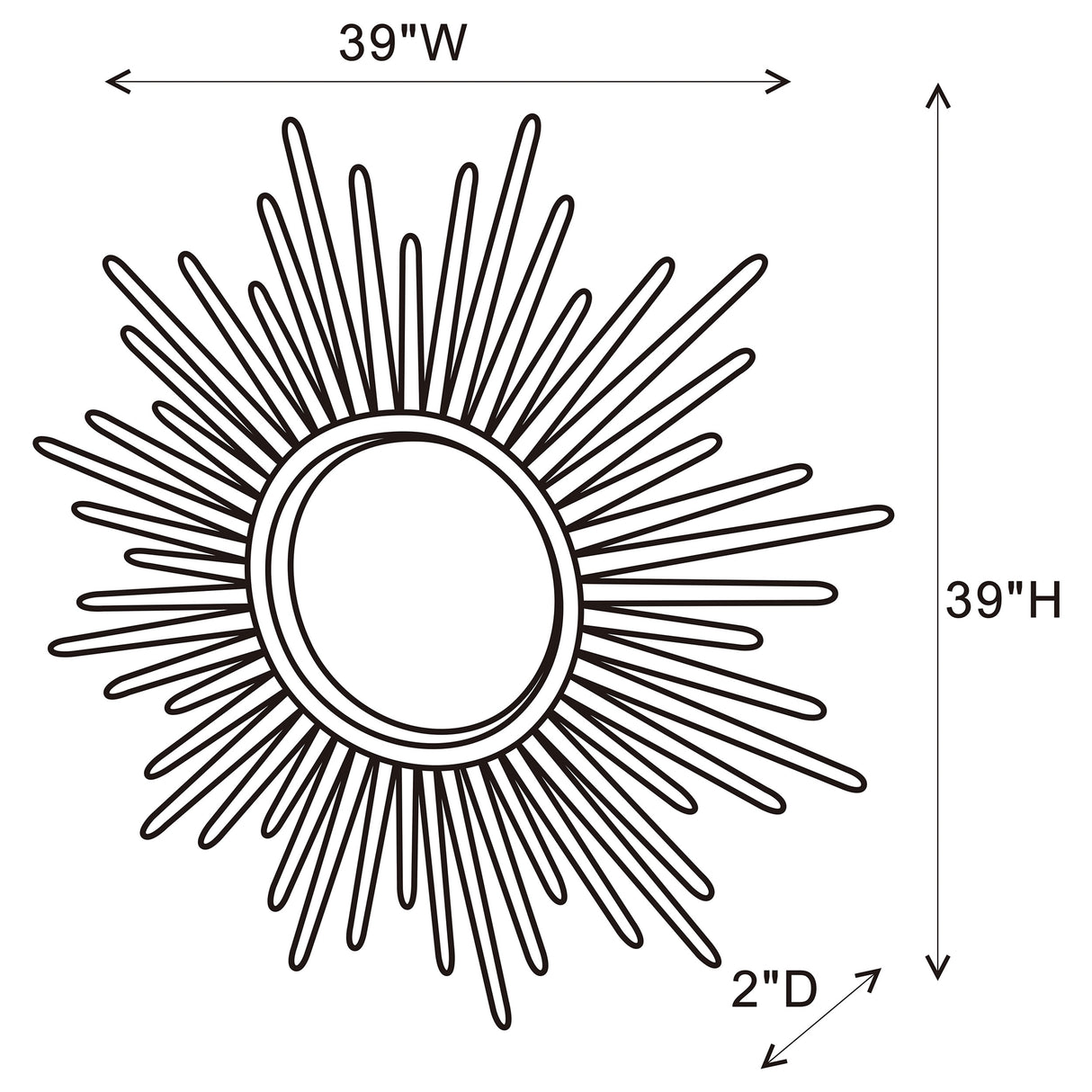 Wall Mirror - Beiwen Sunburst Wall Mirror Champagne and Silver