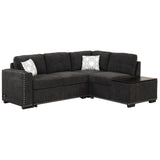 L-Shaped Reversible Sectional Sofa Bed with Storage - 83.8 inch, Pull-Out Couch, USB Ports, Power Outlets & Cup Holder, Black - Home Elegance USA