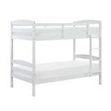 Twin over Twin Bunk Bed with Guard Rails 1pc Sturdy Wood Frame White Finish Youth Bedroom Furniture - sold by Home Elegance USA