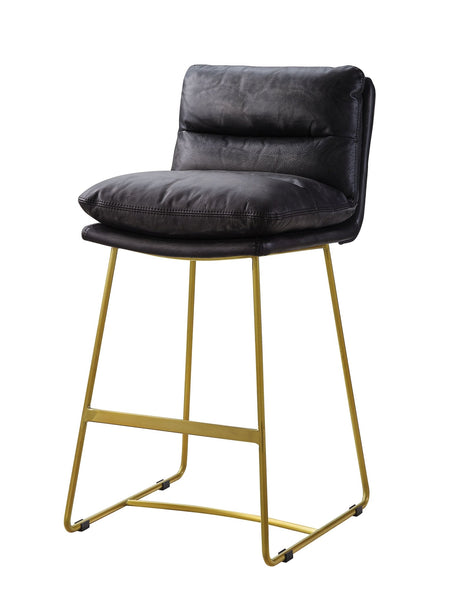 Alsey Counter Height Chair 96400 Vintage Black Top Grain Leather | Acme | Home Elegance USA