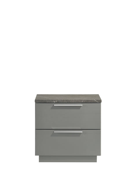 Elara Queen 4-Piece Set – Two-Tone High-Gloss Marble & Lacquer Finish with LED Lighting, Metal-Finished Legs- Gray (NJ Inventory) - sold by Home Elegance USA