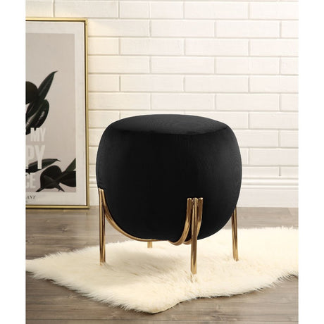 Acme - Spraxis Ottoman 96447 Black Corduroy Finish