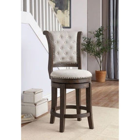 Acme - Glison Counter Height Chair (Set-2) 96455 Beige Fabric & Walnut Finish