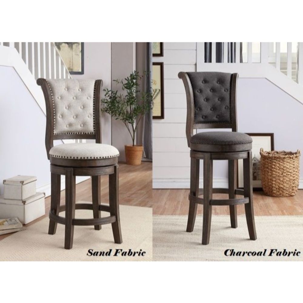 Acme - Glison Counter Height Chair (Set-2) 96455 Beige Fabric & Walnut Finish
